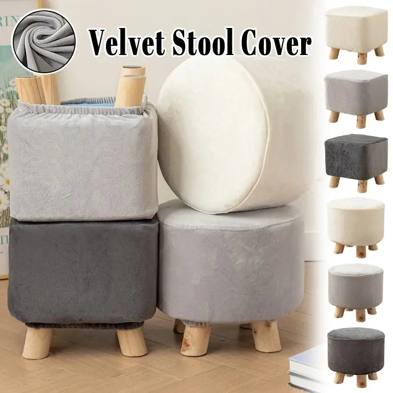 Housse de repose-pieds en velours, ronde ou carrée, extensible, pour pouf, protection, décoration de la maison Housse de France
