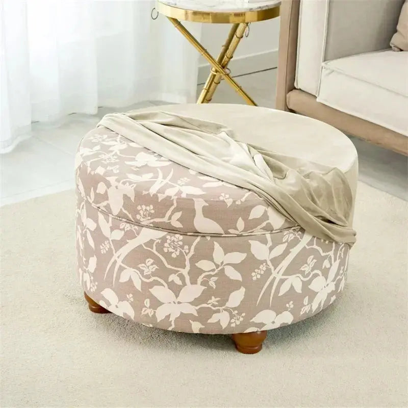 Housse de tabouret Ottoman en velours doux, 1 pièce, ronde, élastique, pour repose-pieds, tout compris, pour salon, chambre à coucher Housse de France