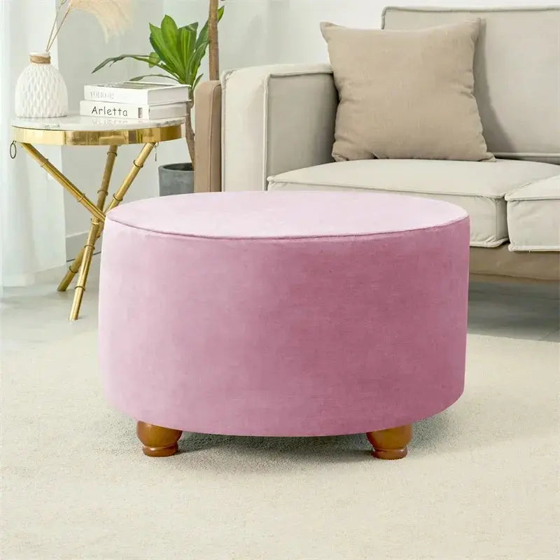 Housse de tabouret Ottoman en velours doux, 1 pièce, ronde, élastique, pour repose-pieds, tout compris, pour salon, chambre à coucher Housse de France