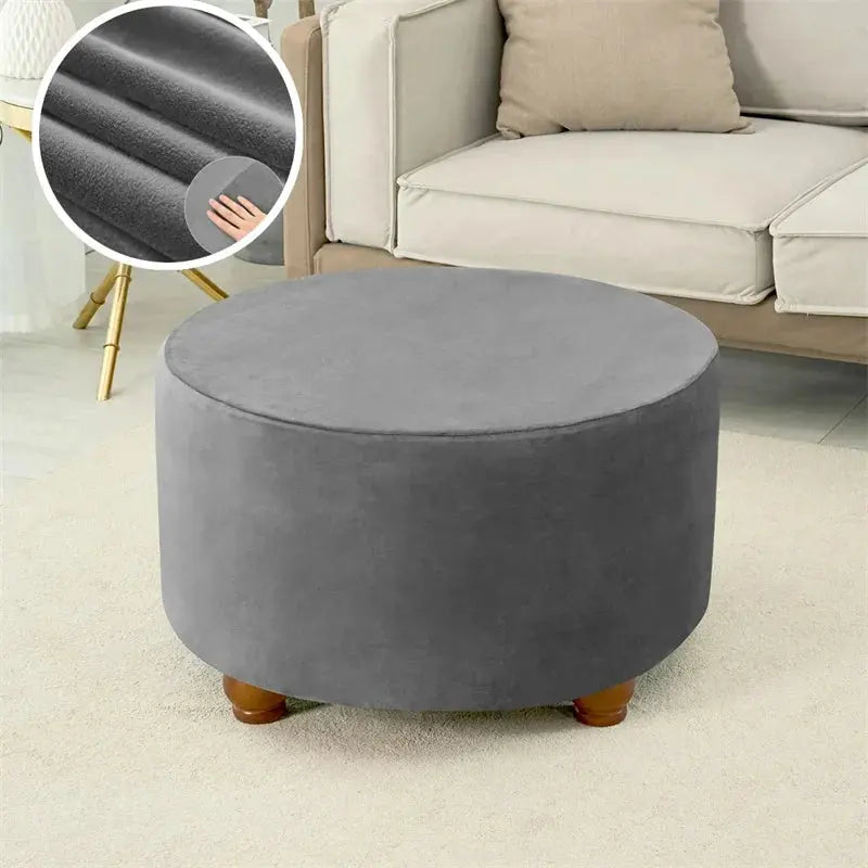 Housse de tabouret Ottoman en velours doux, 1 pièce, ronde, élastique, pour repose-pieds, tout compris, pour salon, chambre à coucher Housse de France