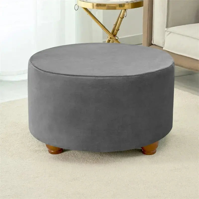 Housse de tabouret Ottoman en velours doux, 1 pièce, ronde, élastique, pour repose-pieds, tout compris, pour salon, chambre à coucher Housse de France