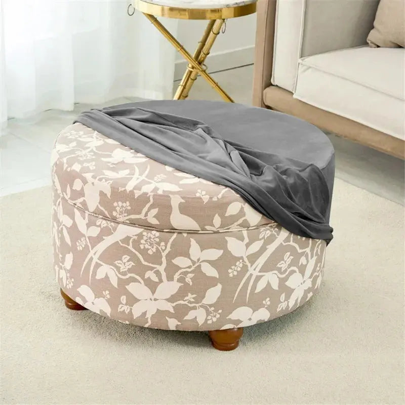 Housse de tabouret Ottoman en velours doux, 1 pièce, ronde, élastique, pour repose-pieds, tout compris, pour salon, chambre à coucher Housse de France