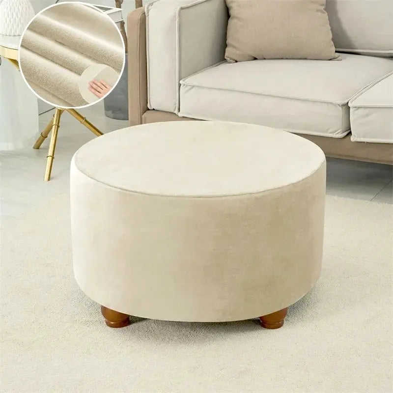 Housse de tabouret Ottoman en velours doux, 1 pièce, ronde, élastique, pour repose-pieds, tout compris, pour salon, chambre à coucher Housse de France