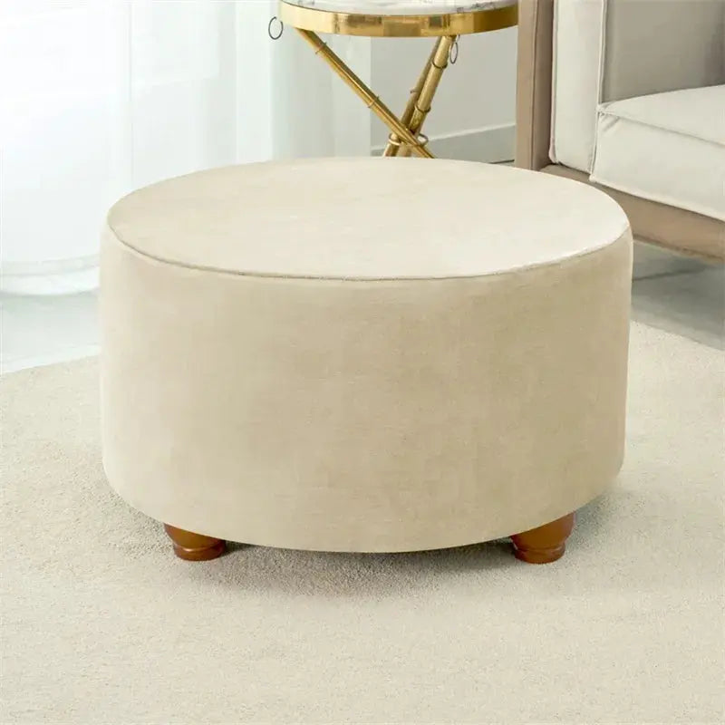 Housse de tabouret Ottoman en velours doux, 1 pièce, ronde, élastique, pour repose-pieds, tout compris, pour salon, chambre à coucher Housse de France