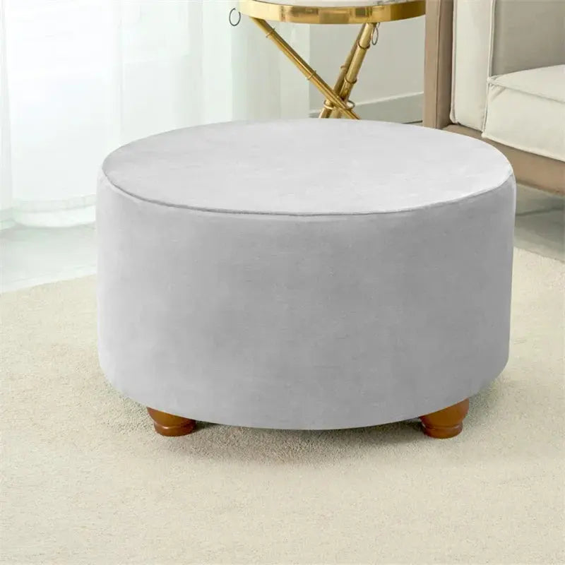 Housse de tabouret Ottoman en velours doux, 1 pièce, ronde, élastique, pour repose-pieds, tout compris, pour salon, chambre à coucher Housse de France