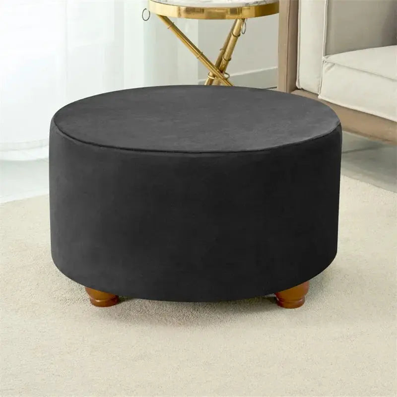 Housse de tabouret Ottoman en velours doux, 1 pièce, ronde, élastique, pour repose-pieds, tout compris, pour salon, chambre à coucher Housse de France