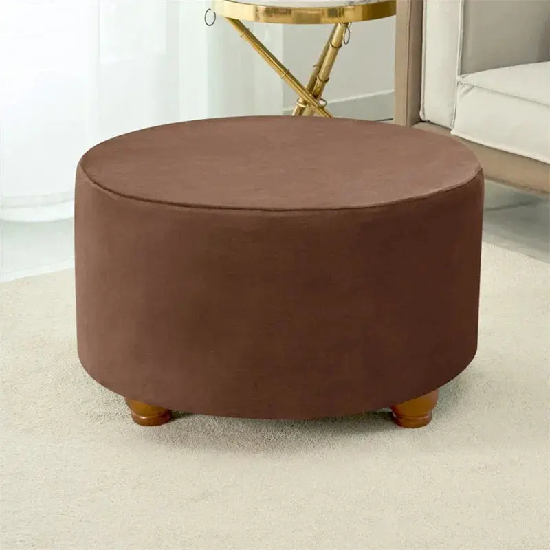 Housse de tabouret Ottoman en velours doux, 1 pièce, ronde, élastique, pour repose-pieds, tout compris, pour salon, chambre à coucher Housse de France