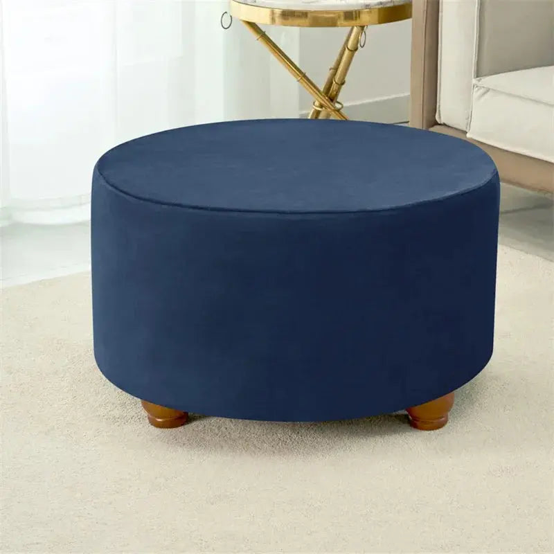 Housse de tabouret Ottoman en velours doux, 1 pièce, ronde, élastique, pour repose-pieds, tout compris, pour salon, chambre à coucher Housse de France
