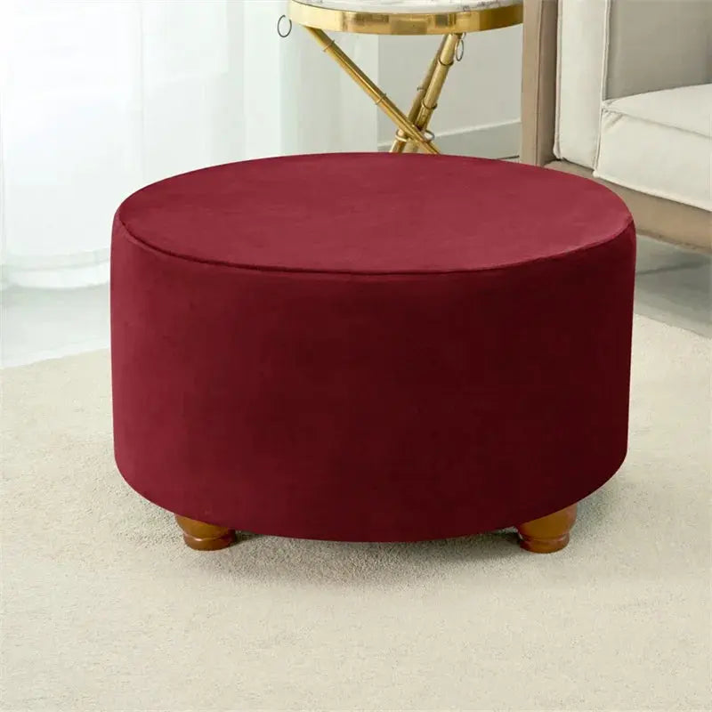 Housse de tabouret Ottoman en velours doux, 1 pièce, ronde, élastique, pour repose-pieds, tout compris, pour salon, chambre à coucher Housse de France