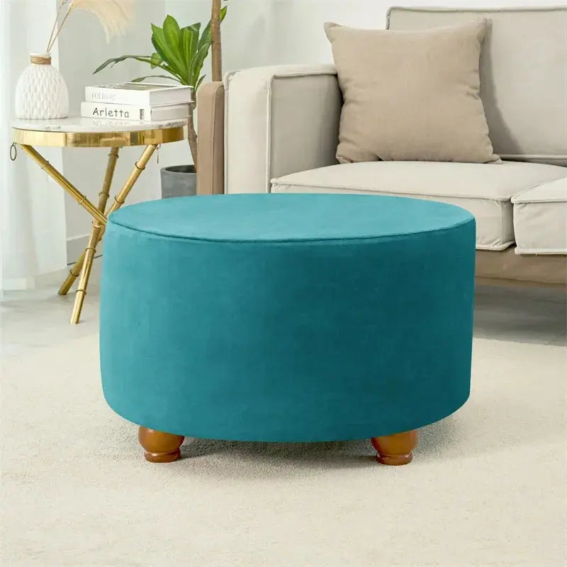 Housse de tabouret Ottoman en velours doux, 1 pièce, ronde, élastique, pour repose-pieds, tout compris, pour salon, chambre à coucher Housse de France