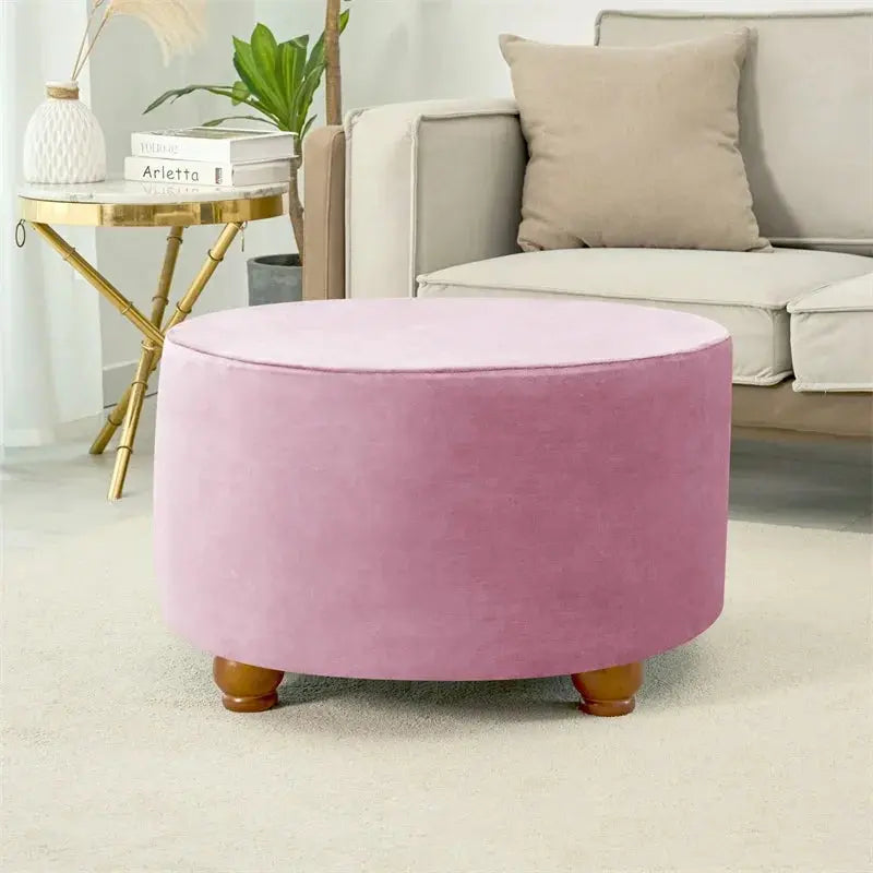 Housse de tabouret Ottoman en velours doux, 1 pièce, ronde, élastique, pour repose-pieds, tout compris, pour salon, chambre à coucher Housse de France