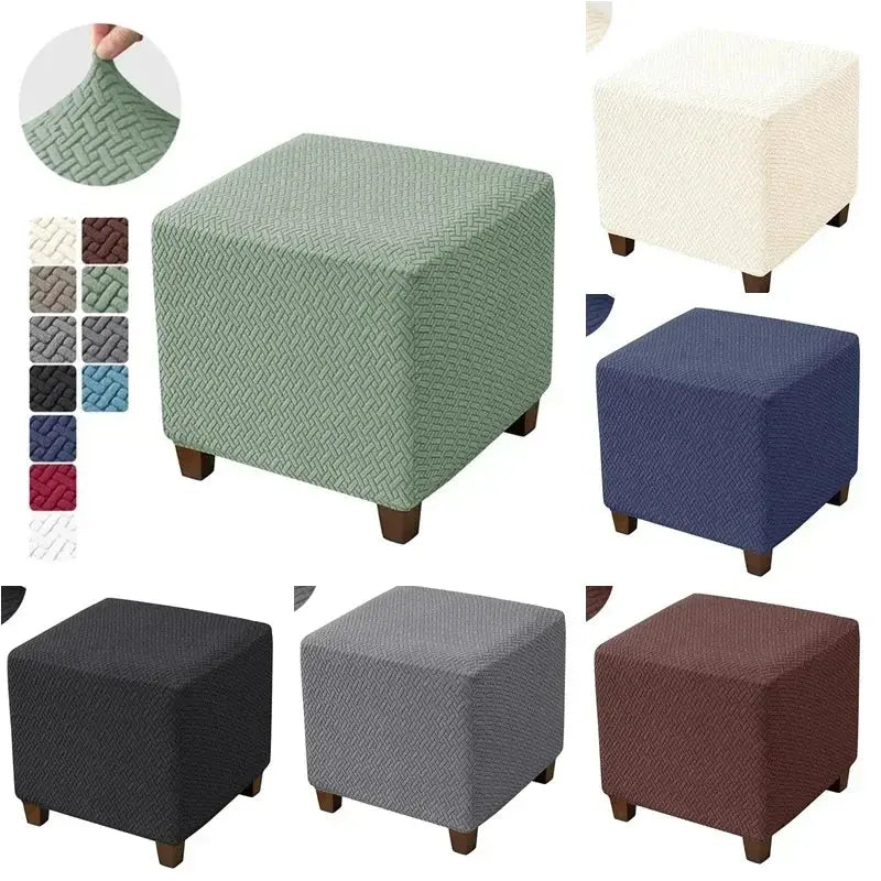 Housse de tabouret ottoman en Jacquard, couvre-pieds carrés élastiques, extensibles, Anti-poussière, tout compris, pour le salon Housse de France