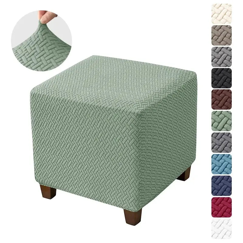 Housse de tabouret ottoman en Jacquard, couvre-pieds carrés élastiques, extensibles, Anti-poussière, tout compris, pour le salon Housse de France