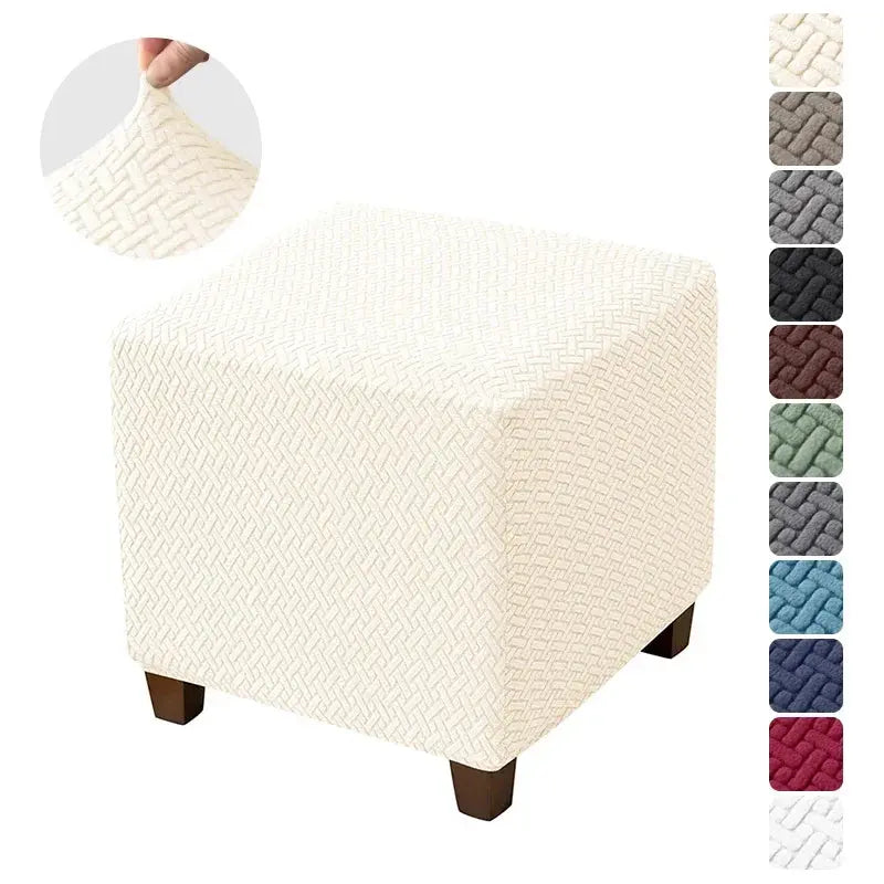 Housse de tabouret ottoman en Jacquard, couvre-pieds carrés élastiques, extensibles, Anti-poussière, tout compris, pour le salon Housse de France