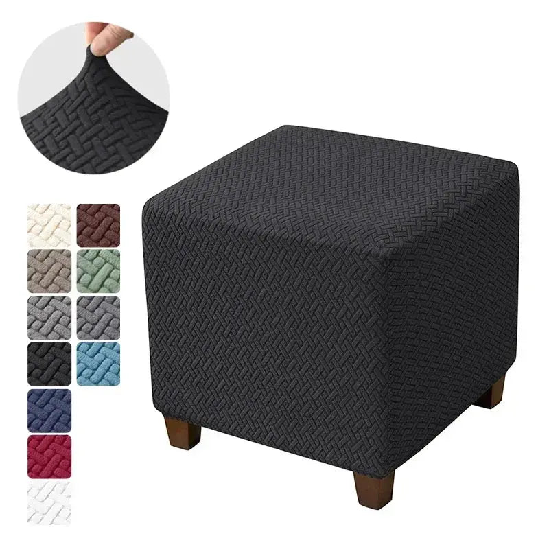 Housse de tabouret ottoman en Jacquard, couvre-pieds carrés élastiques, extensibles, Anti-poussière, tout compris, pour le salon Housse de France