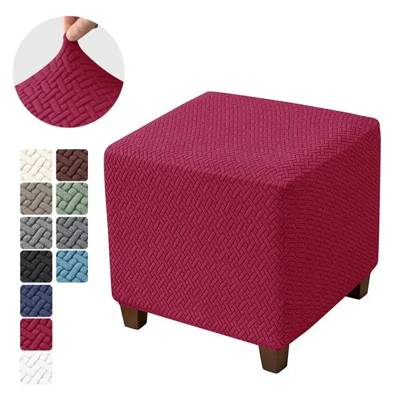 Housse de tabouret ottoman en Jacquard, couvre-pieds carrés élastiques, extensibles, Anti-poussière, tout compris, pour le salon Housse de France