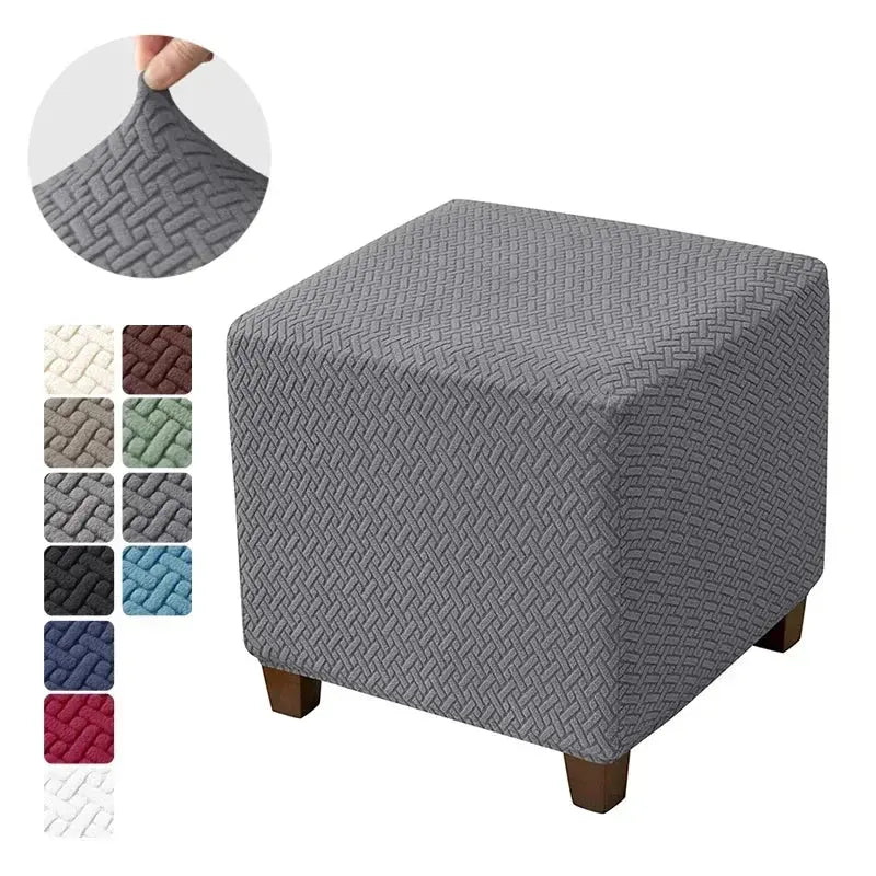 Housse de tabouret ottoman en Jacquard, couvre-pieds carrés élastiques, extensibles, Anti-poussière, tout compris, pour le salon Housse de France
