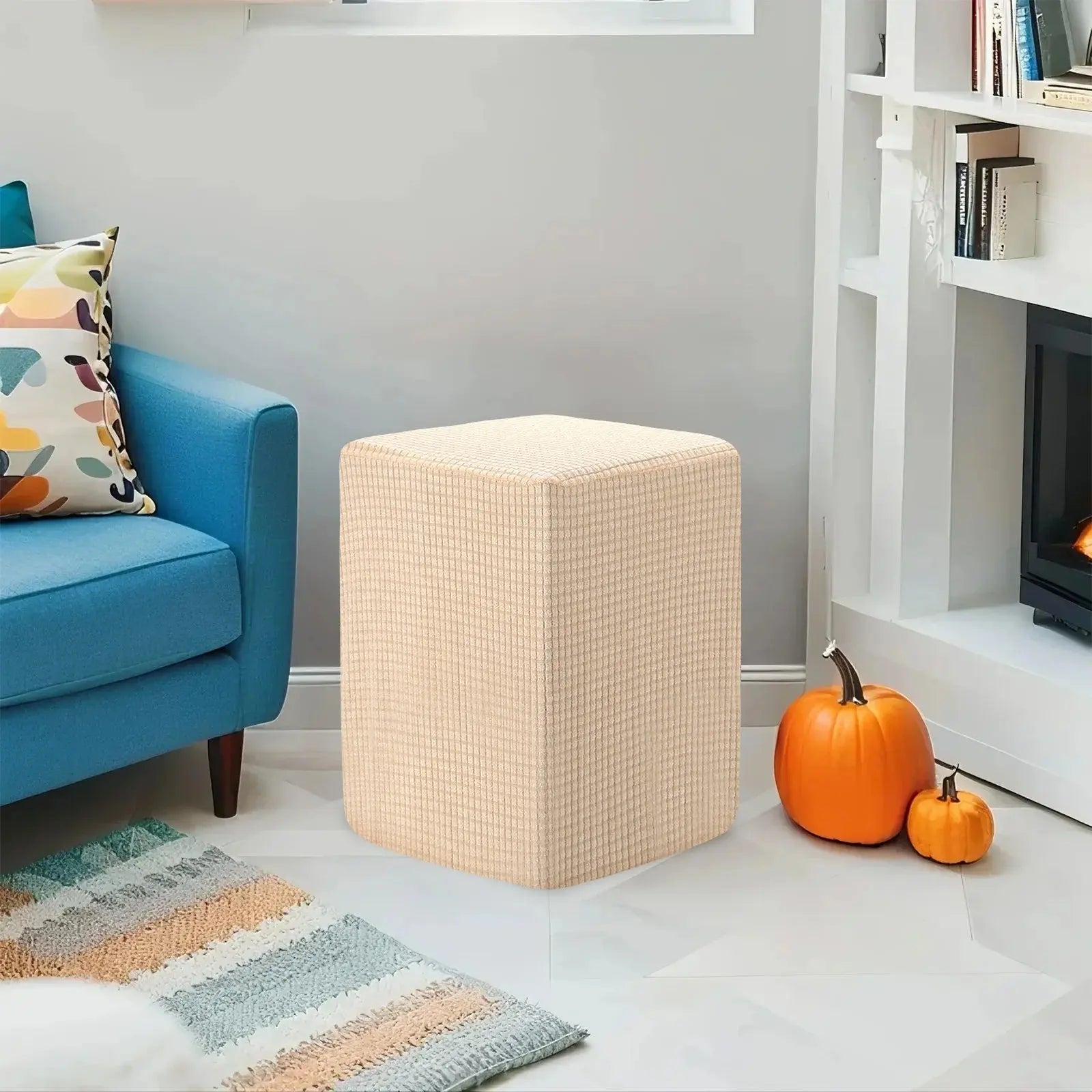 Housse ottomane carrée 36x25x32cm, housse de protection élastique pour tabouret de pied, repose-pieds pour salon et chambre à coucher Housse de France