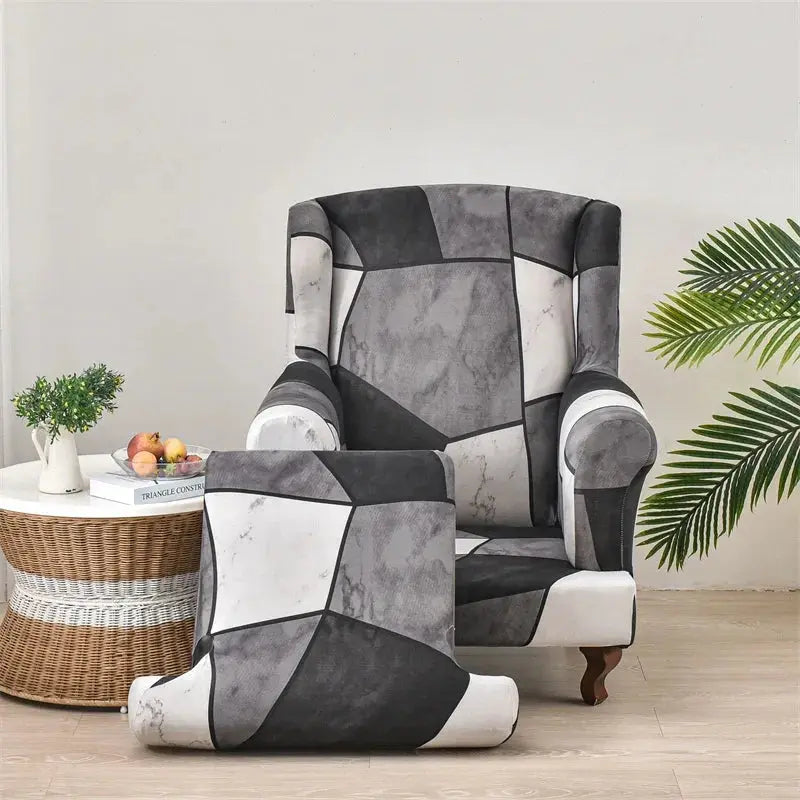 Housses de chaise à oreilles élastiques, housses de canapé imprimées géométriques, housses de fauteuil à oreilles simples commandées avec housse de coussin de siège Housse de France