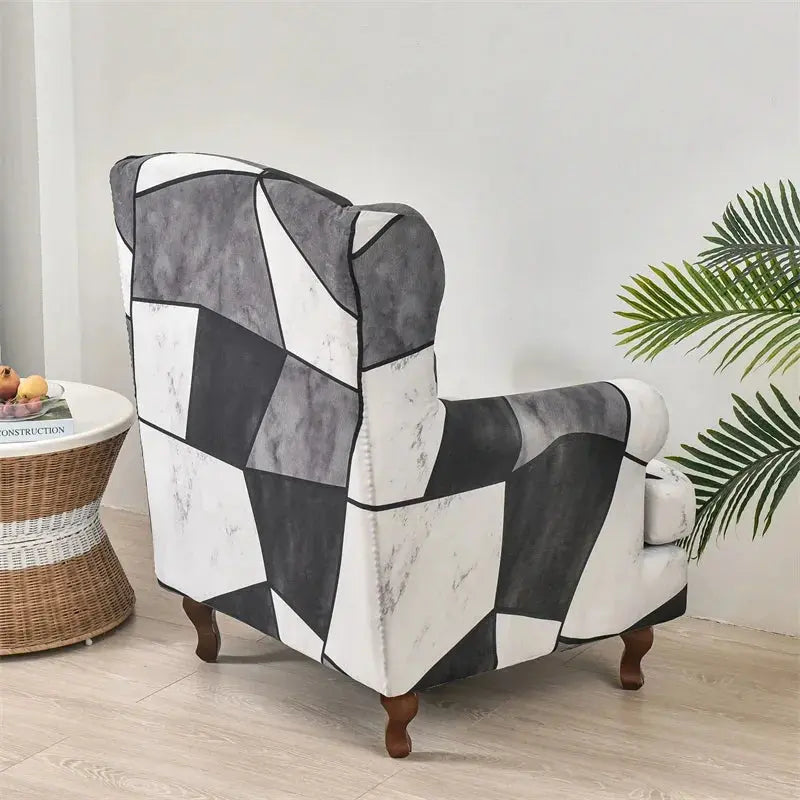 Housses de chaise à oreilles élastiques, housses de canapé imprimées géométriques, housses de fauteuil à oreilles simples commandées avec housse de coussin de siège Housse de France