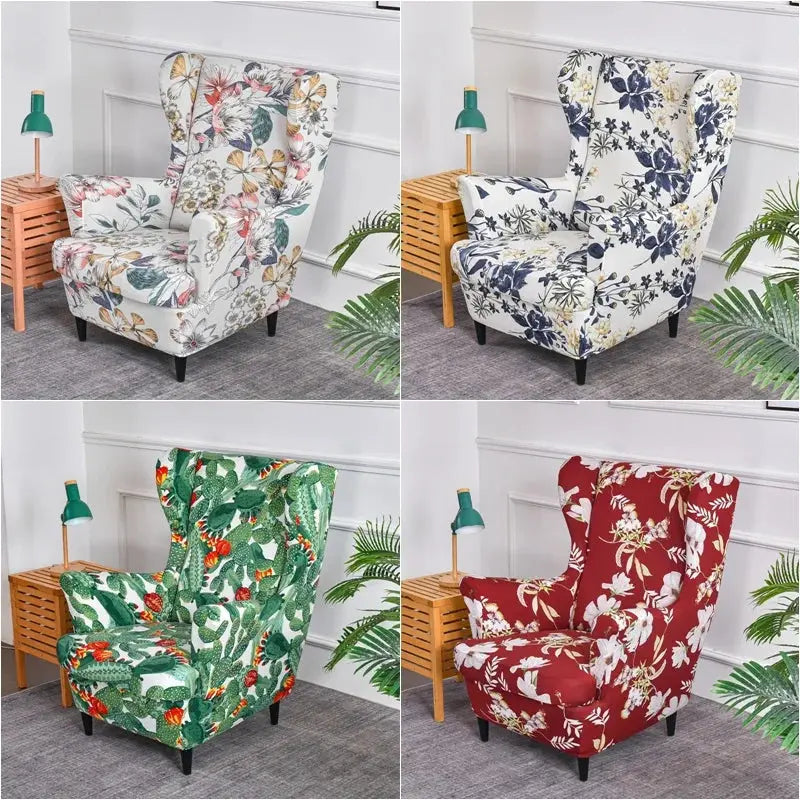 Housses de fauteuil à dossier haut coordonnantes avec housse de coussin de siège, housses de canapé, chaise à oreilles, salon, chambre à coucher, 2 pièces, ensemble Housse de France