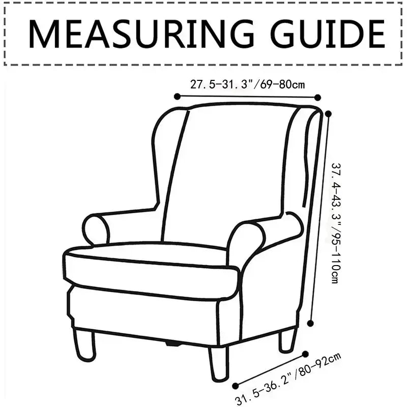 Housses de fauteuil à dossier haut coordonnantes avec housse de coussin de siège, housses de canapé, chaise à oreilles, salon, chambre à coucher, 2 pièces, ensemble Housse de France
