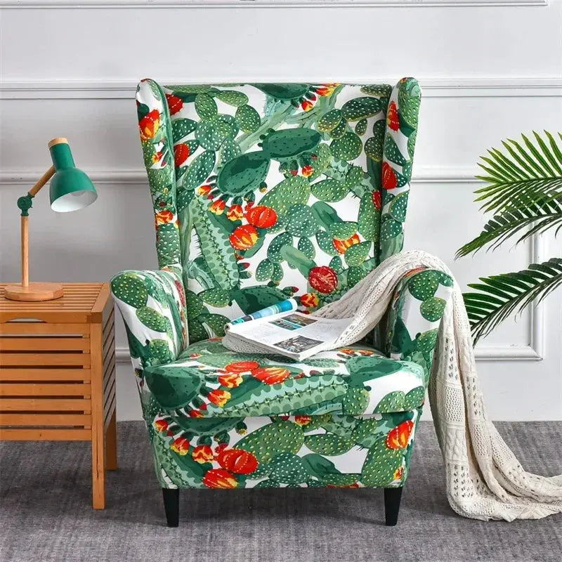 Housses de fauteuil à dossier haut coordonnantes avec housse de coussin de siège, housses de canapé, chaise à oreilles, salon, chambre à coucher, 2 pièces, ensemble Housse de France