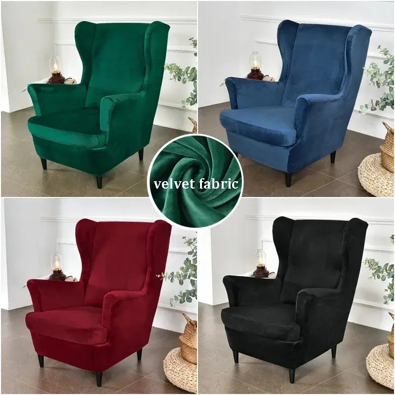Housse Fauteuil à oreilles velours SOLVIA