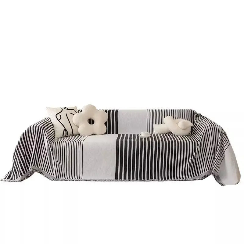 Plaid Canapé Anti-Griffure CLARON FS Vertical Line Black-180X360cm