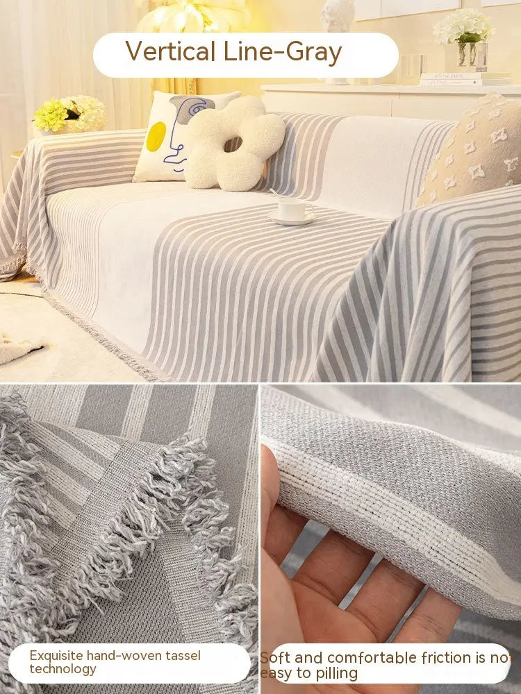 Plaid Canapé Anti-Griffure CLARON FS Vertical Line Gray-180x150cm