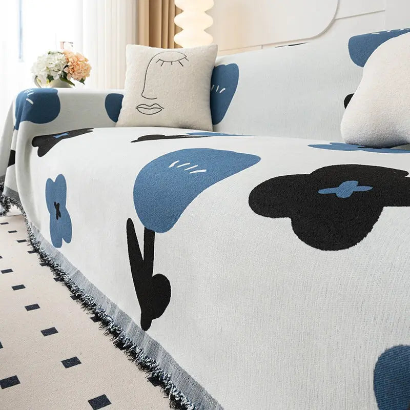 Plaid Canapé Antidérapant BELMIRO Yb Floret Blue-180x130cm