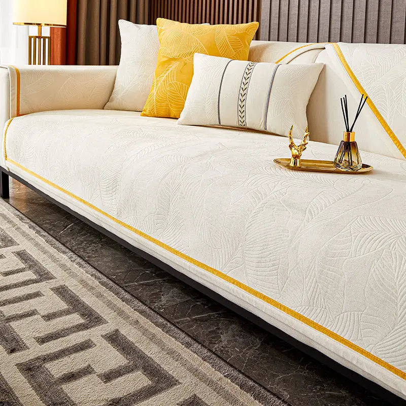 Plaid Canapé Antidérapant LEAFY Beige-90x160CM