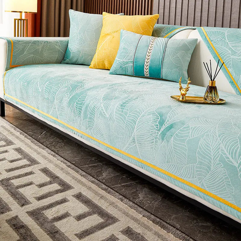 Plaid Canapé Antidérapant LEAFY Light Green-90x120CM