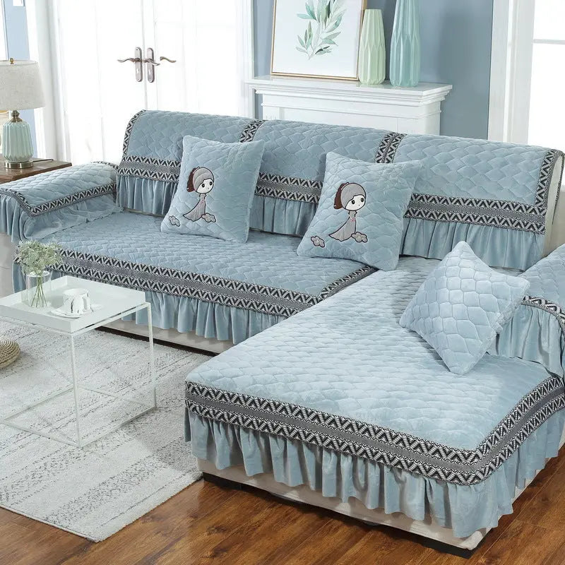 Plaid Canapé Antidérapant SERENO Light Blue-80X180