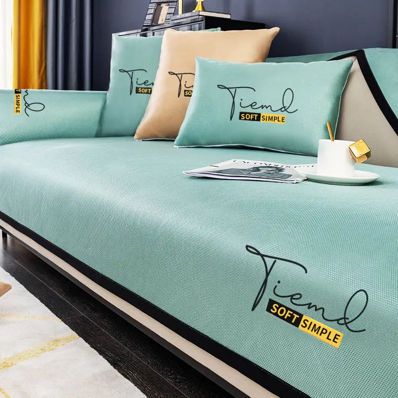 Plaid Canapé Antidérapant SILKO Water green-110x110cm