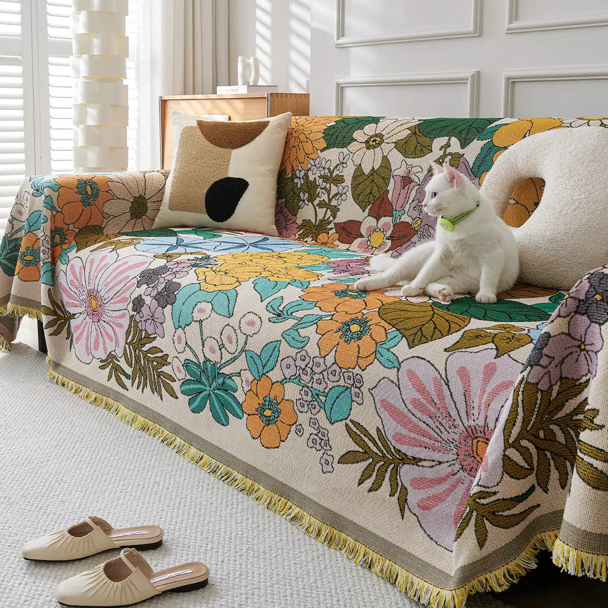 Plaid Canapé Chenille Floréal YB Colored Flower-180X420cm