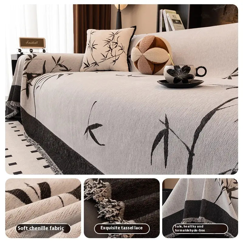 Plaid Canapé Chenille Moderne BAMBOO Gray-180×300cm