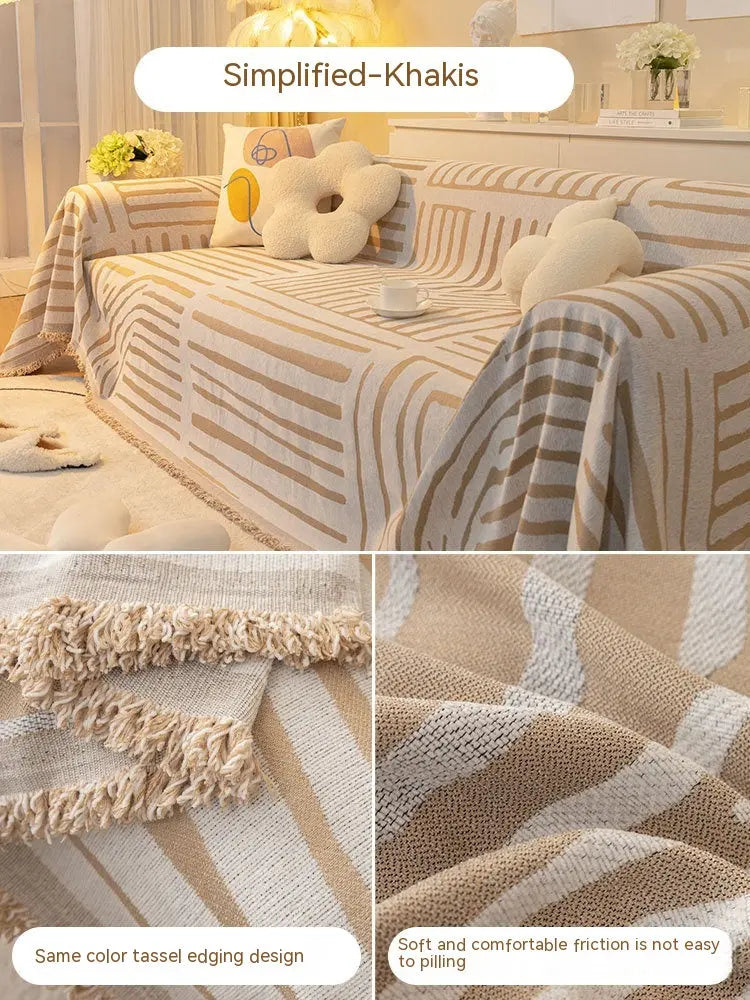 Plaid Canapé Chenille Stripes YBGreen FS Simplified Khaki-180x280cm