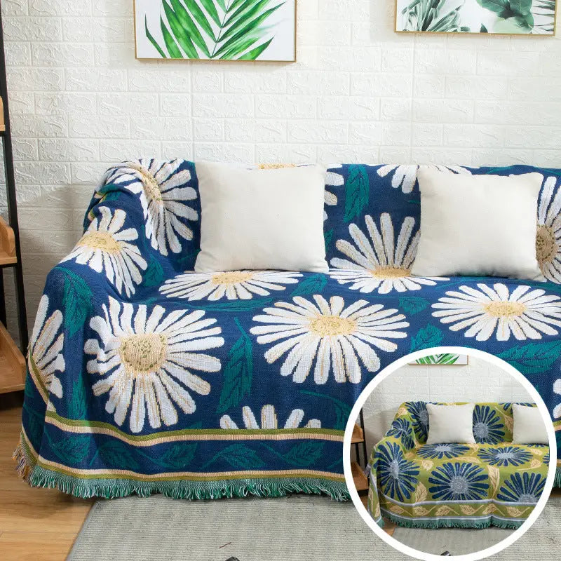 Plaid Canapé Coton ELINA Blue-90x180cm