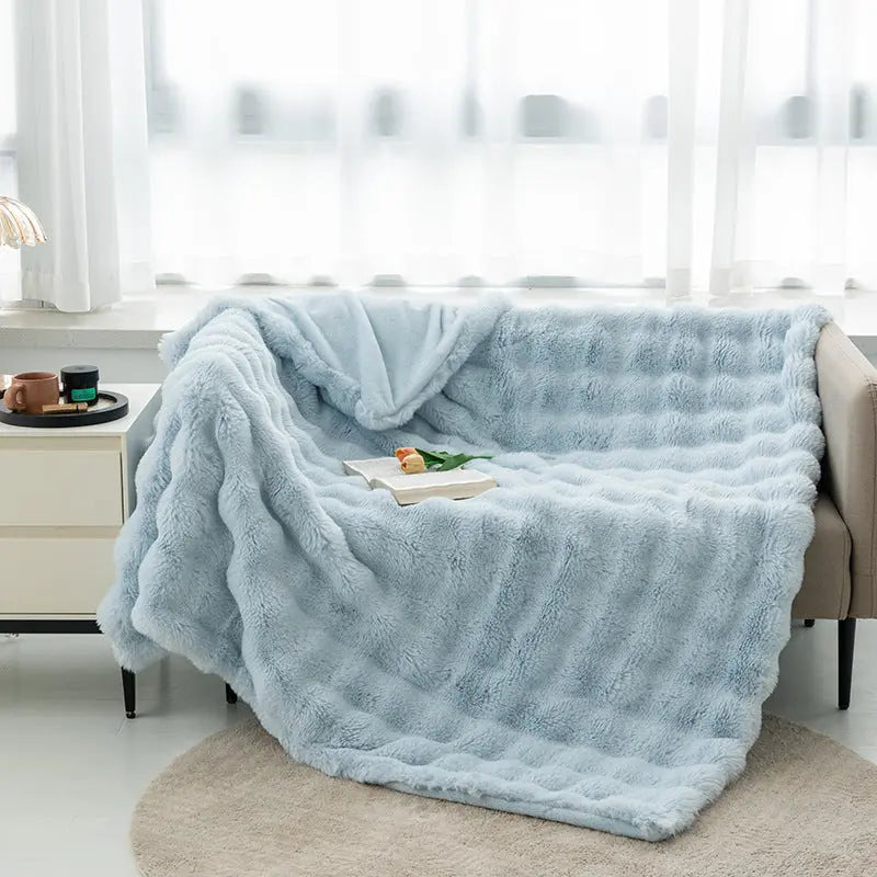 Plaid Canapé Flanelle SOPHIE Light Blue-100x160CM