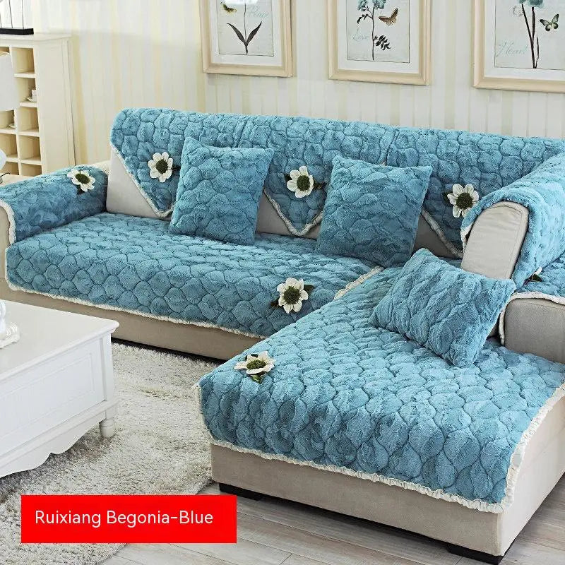 Plaid Canapé Hiver Douillet LYXOR Begonia Blue-90 × 240