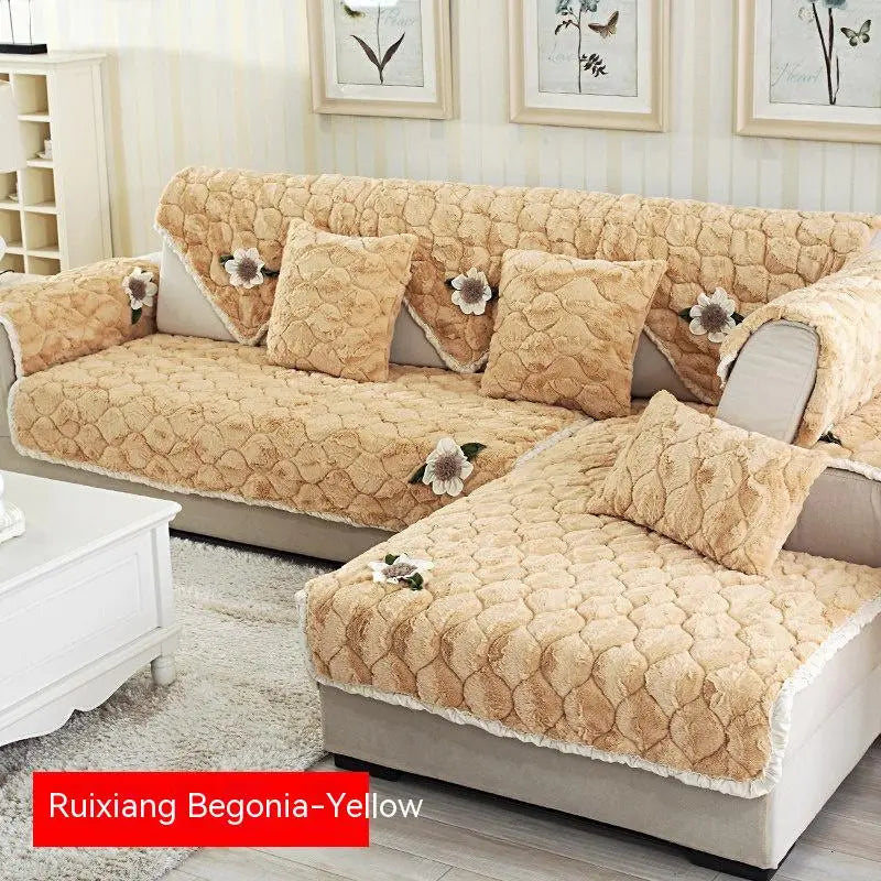 Plaid Canapé Hiver Douillet LYXOR Begonia Yellow-110 × 210