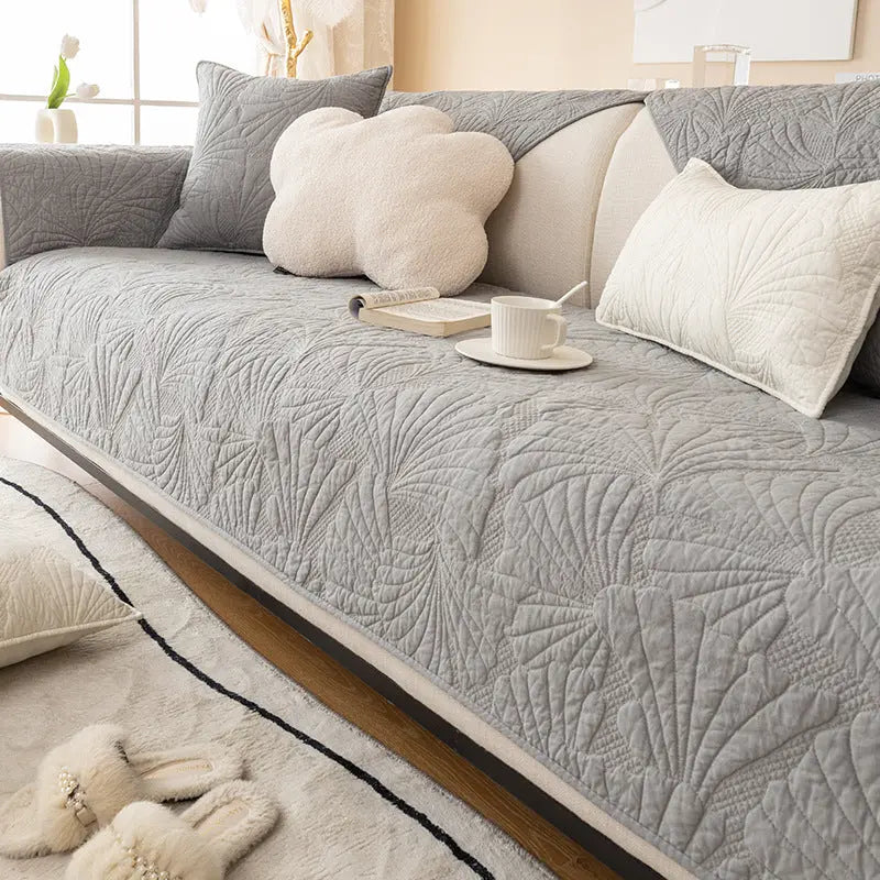 Plaid Canapé Moderne Antidér Glora Ginkgo light grey-70x210cm