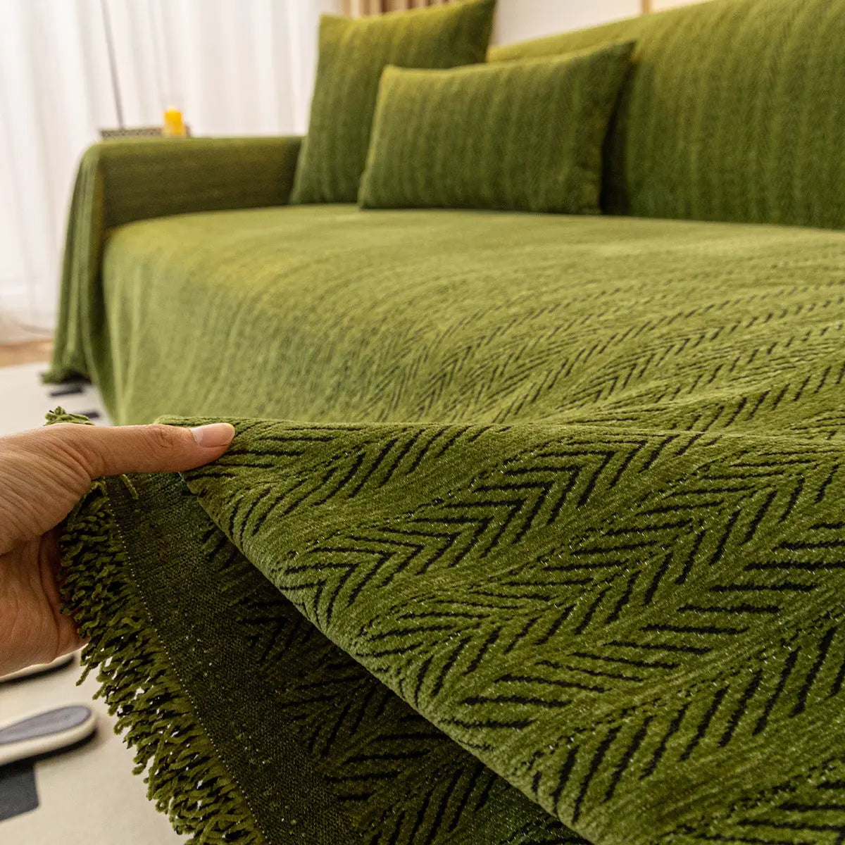 Plaid Canapé Moderne CHENILLE Green-180x230cm