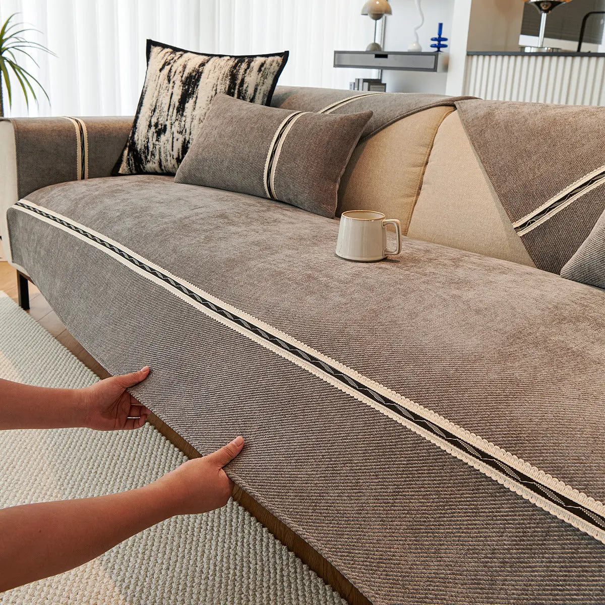 Plaid Canapé Moderne JOLLINE Dark Gray-110x210cm