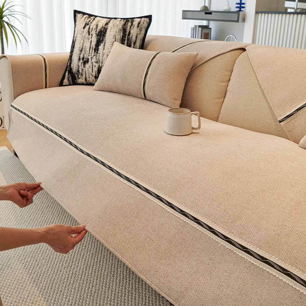 Plaid Canapé Moderne JOLLINE Milky White-90x180cm