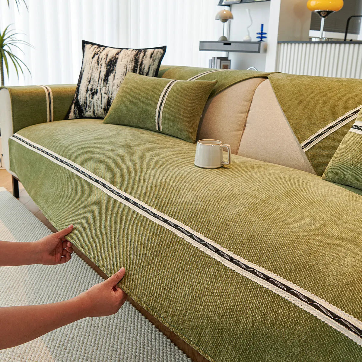 Plaid Canapé Moderne JOLLINE Green-90x240cm