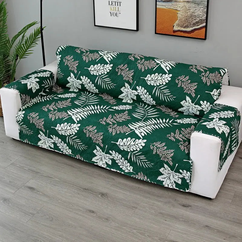 Plaid Canapé Moderne VIVADOW Leaf sofa cover dark green-Single 55x196