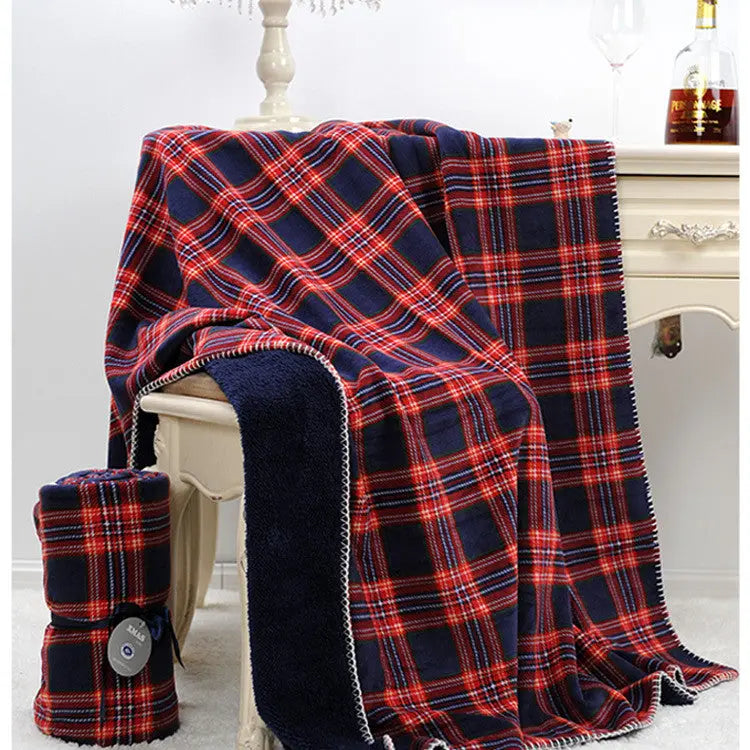 Plaid Canapé Réversible SOFAMIX Red grid on blue background-200x160cm