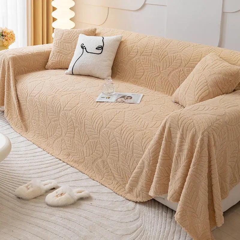 Plaid Canapé Velours ChaleurScratch Banana Leaf Cream Coffee-45x45CM Pillowcase